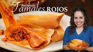 How to make RED Chicken Tamales | AUTHENTIC Mexican tamales recipe |Villa Cocina