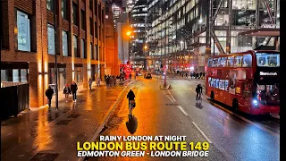 London Bus Ride: North London to London Bridge Station | Dusk Rainy Journey aboard Bus Route 149 🚌☔️