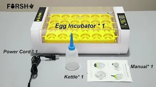 FORSHE 24 chicken egg incubator with automatic turner,  up to duck eggs size