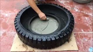 Perfect idea for making fountains from Big tires and PVC pipes - Skilled cement craft techniques