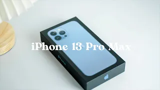 Aesthetic iPhone 13 Pro Max Unboxing and Setup ☁️✨2022 Sierra Blue 256gb 💙 + Accessories