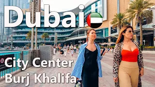 Dubai City Centre Around Burj Khalifa Walking Tour 4K🇦🇪