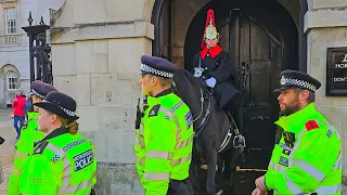 POLICE escort IDIOTS away from The King's Guard and Horse Guards!