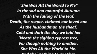 She Was All the World to Me Stephen Foster Lyrics Words Best Steven Sing Along Song