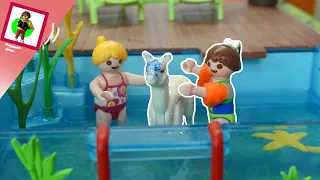 Playmobil Film "Alpaka im Pool mit blauben  Haaren" Familie Jansen / Kinderfilm / Kinderserie