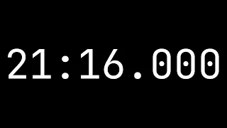 Countdown timer 21 minutes, 16 seconds [21:16.000] - White on black with milliseconds