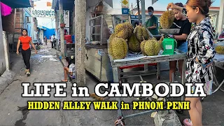 HIDDEN ALLEY in PHNOM PENH CITY, CAMBODIA​  | [2K] WALKING TOUR
