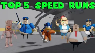 TOP 5 SPEED RUNS in SCARY OBBY Games from Barry V2, Baby Bobby, Papa Pizza, Borry, Great School