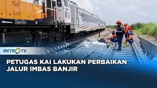 Imbas Banjir, Petugas KAI Lakukan Perbaikan Jalur di Semarang