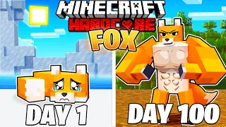 I Survived 100 DAYS as a FOX in HARDCORE Minecraft!