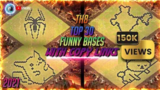 TOP 30 TH8 FUNNY/TROLL BASE COMPILATION WITH COPY LINKS! | COC | KING WARRIORS