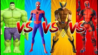 SUPERHEROES COLOR DANCE CHALLENGE Hulk vs Spider-Man vs Wolverine vs Deadpool
