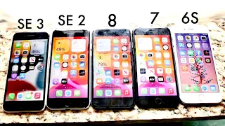 iPhone SE (2022) Vs iPhone SE (2020) Vs iPhone 8 Vs iPhone 7 Vs iPhone 6S! (Comparison) (Review)