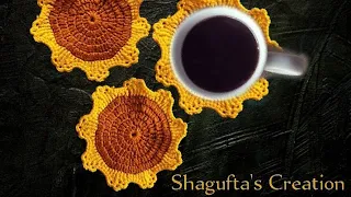 How To Make Crochet Tea Coaster Pattern By Shagufta's Creation.