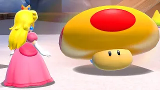 What happens when Peach collects the Mega Mushroom in Bowser's Fury?