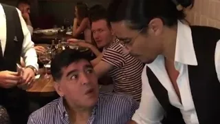 Argentina legend Diego Maradona mesmerised at Salt Bae's restaurant