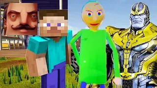 Hello Neighbor - My New Neighbor Minecraft Steve Thanos Baldi Full History Gameplay Walkthrough