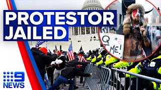 US Capitol rioter 'QAnon Shaman' sentenced to 41 months in prison | 9 News Australia