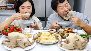 nurungji baeksuk(Whole Chicken Soup with Scorched Rice) Fresh Kimchi MUKBANG EATING SHOW