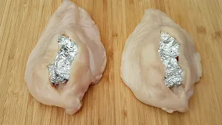 I put a piece of foil in the chicken fillet - look what happened!