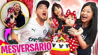 MOSTREI TUDO NO MESVERSÁRIO DA AYLA EM CASA!! TEMA MINIE (10°MESVERSÁRIO) | YU e FAMÍLIA