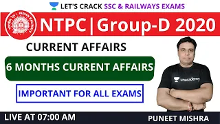 6 Month Current Affairs and G.S/G.A/G.K | Target SSC CHSL/CGL 2020/2021 & RRB NTPC