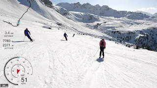 [5K] Skiing St-Luc, Bella-Tola to Prilet long red, Val d'Anniviers Switzerland, GoPro HERO9 Wide GPS