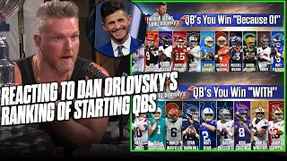 Pat McAfee GRILLS Dan Orlovsky For List Of QBs You "Win With" vs "Win Because Of"