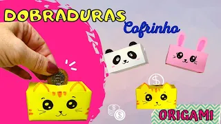 Como fazer um cofrinho de papel - Origami - Diy Paper piggy bank - Origami de Cofrinho