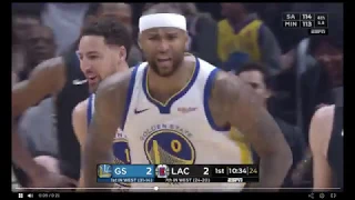 DeMarcus Cousins First DUNK as a Golden State Warrior