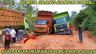 Keberanian Dua Truk Fuso Oren Hingga Nyaris Terbalik Buat Semua Sopir Truk Sampai Heran