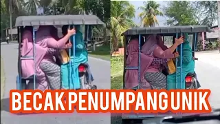 Becak penumpang unik yang sanggup membawa banyak penumpang walaupun pakai sepeda motor bebek