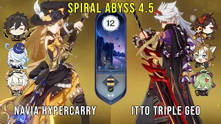 C0 Navia Hypercarry and C0 Itto Triple Geo - Genshin Impact Abyss 4.5 Floor 12 9 Stars