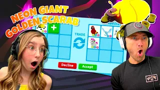 Cammy Trading A Neon Gold Scarab! Rarest Pet! Insane Offers! OMG Roblox Adopt Me