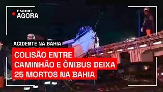 Acidente entre caminhão e ônibus deixa 25 mortos na Bahia