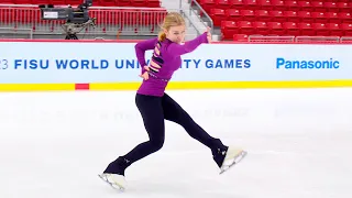 "She's a Pirate" Ekaterina Kurakova rehearses her exhibition routine for the 2023 FISU Skating Gala