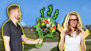 Spraying Flowers with Fart Spray and Giving them to Girls