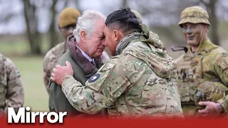 King Charles visits Ukrainian troops being trained by British forces