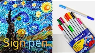 VanGoghing with sign pens - Starry Night (Time Lapse)