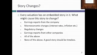 Session 14: Last loose end and story telling in valuation