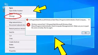 Windows cannot find Computer Management.lnk When Right click on This PC Manage in Windows 10/8/7 FIX