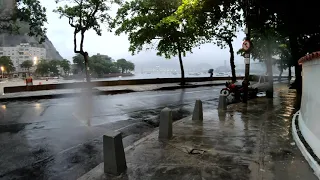 ⁴ᴷ⁶⁰ Walking Rio de Janeiro - Brasil : Urca com chuva intensa