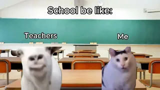 School be like (Goat talking to clueless cat meme)