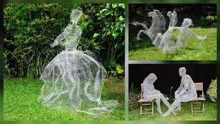 diy chicken wire creative art for garden decoration
