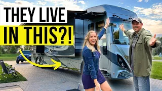 Couple LIVES in this LUXURY MOTORHOME (Full RV Tour) 2023 American Coach Dream 45A