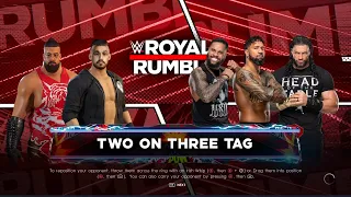 Andy & Richard VS The Bloodline - Two On Three Handicap Match - WWE 2K22 Gameplay