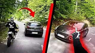 Supermoto battle on slippery road + angry guy