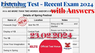 IELTS Listening Actual Test 2024 with Answers | 23.02.2024