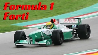 Forti FG03-96 F1 car - Imola circuit 2016 - Action, accelerations, Fly-Bys & Pure V10 Sound!