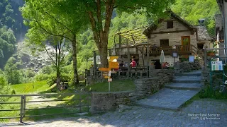 4K Foroglio, Val Bavona Ticino SWITZERLAND アルプス山脈 aerialview